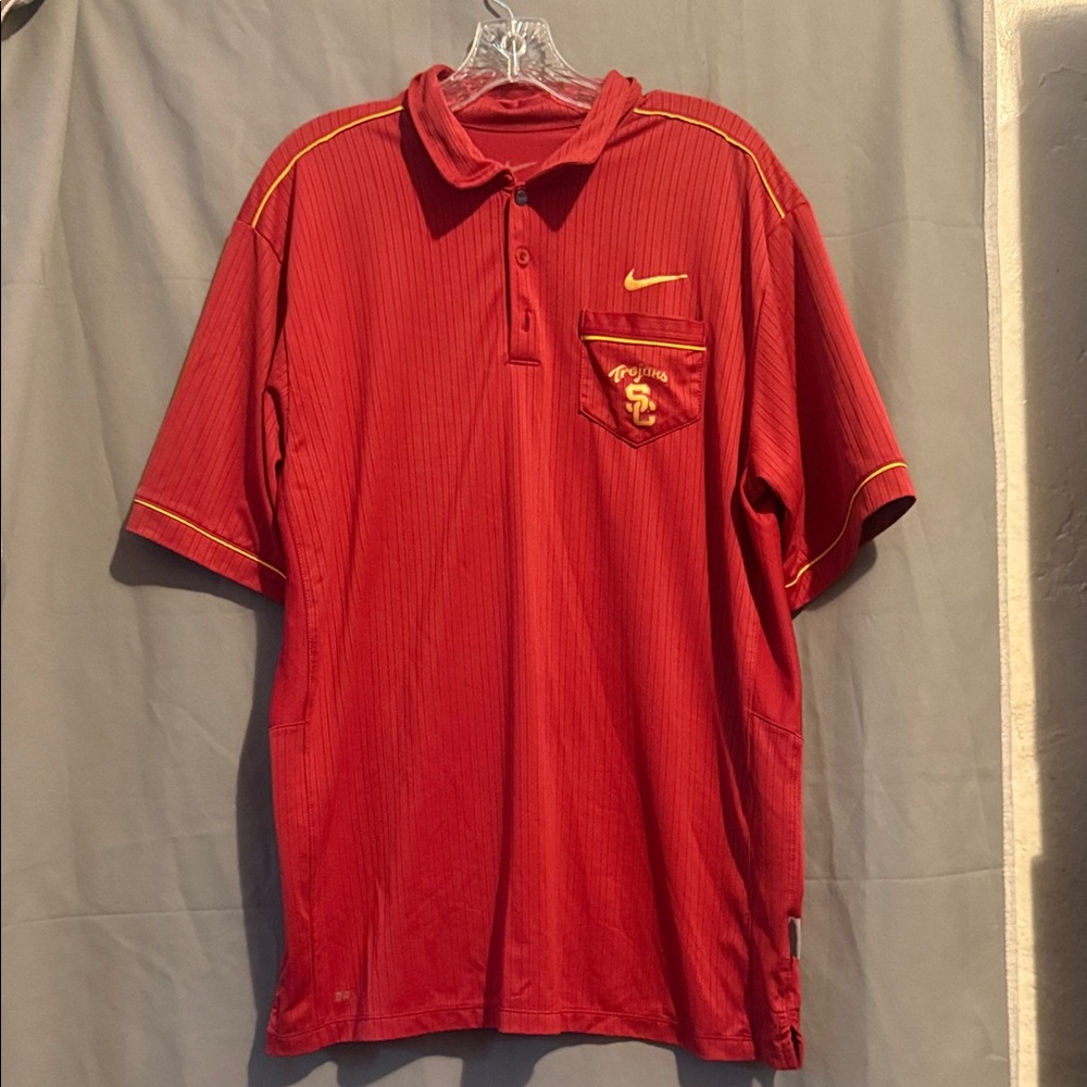 Vintage Nike Red Men's USC Polo Shirt